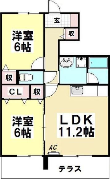 ジェンティーレ(2LDK/1階)の間取り写真
