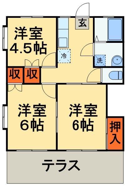 コトブキハイツ(3DK/1階)の間取り写真