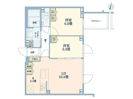 シティハウス文京小日向(2LDK/3階)の間取り写真