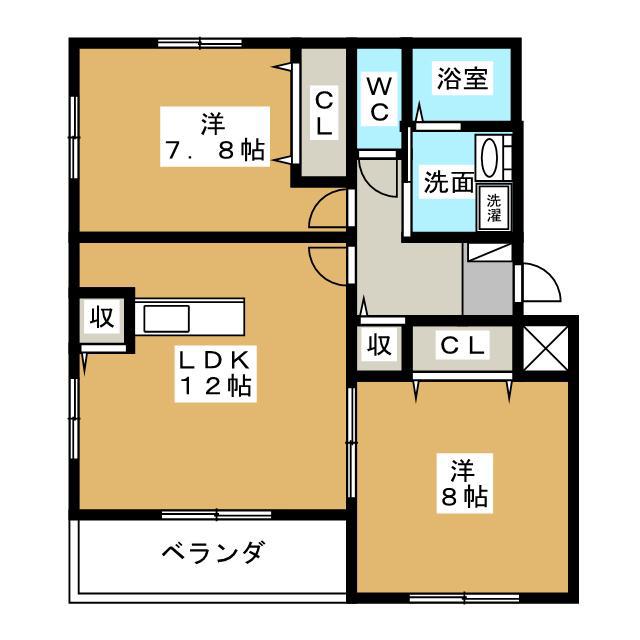 ヴィラ・エスペランス(2LDK/2階)の間取り写真
