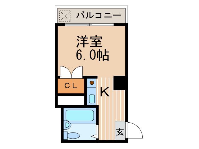 プレイス朱雀(1K/2階)の間取り写真
