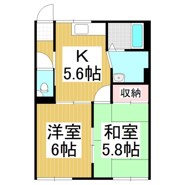 タウニーK1(2K/1階)の間取り写真