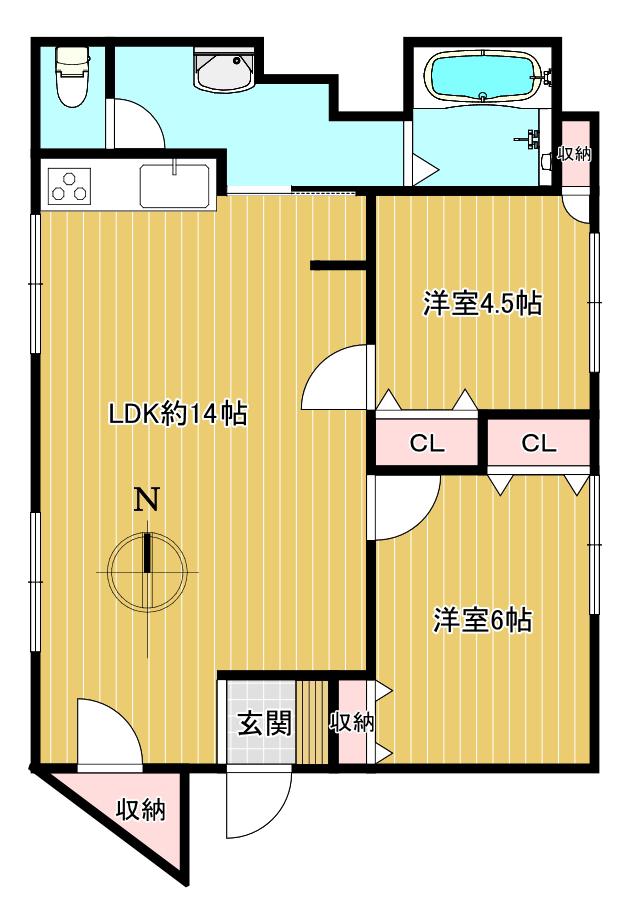 アイシステムビル(2LDK/2階)の間取り写真