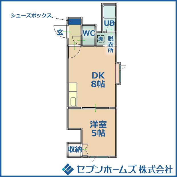 さっけんパレスB(1DK/2階)の間取り写真