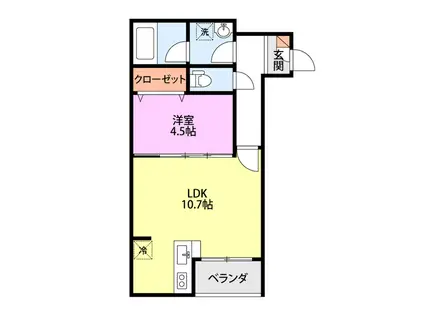 COMMON北葉町(1LDK/2階)の間取り写真