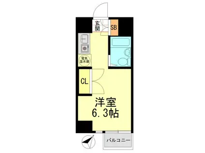 カーネ西早稲田(ワンルーム/9階)の間取り写真