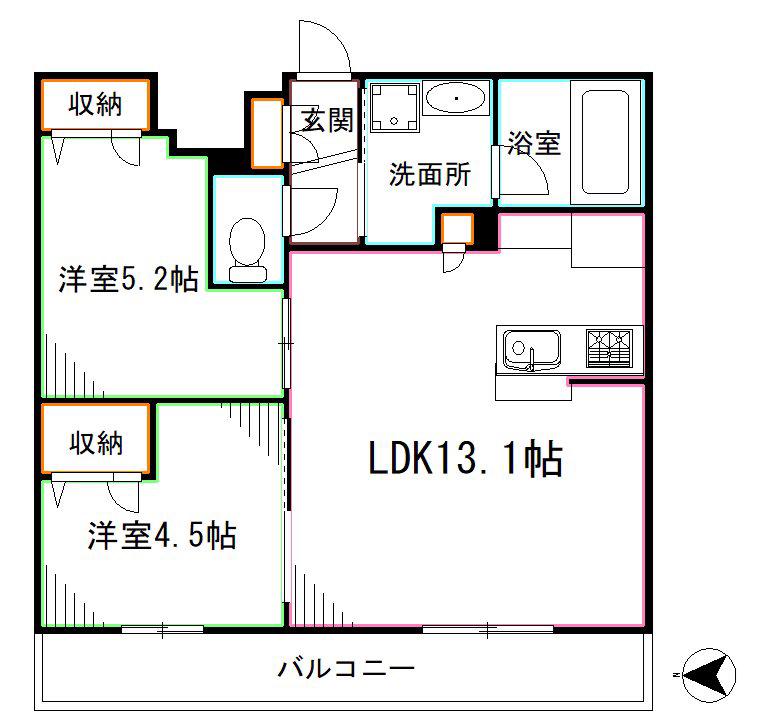 フレンシア下井草(2LDK/2階)の間取り写真