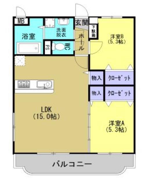 ユーミーあだちIII(2LDK/2階)の間取り写真