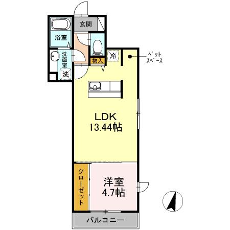 フォー シーズン 新横浜(1LDK/3階)の間取り写真