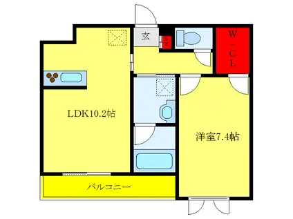 びゅうリエット赤羽西が丘(1LDK/2階)の間取り写真