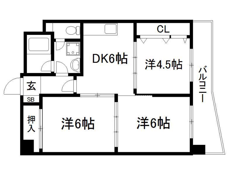 ウェルネス桃山(3DK/2階)の間取り写真