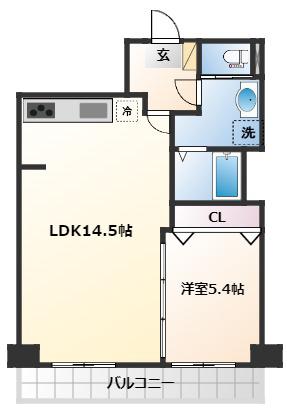 カスタリア榴ヶ岡(1LDK/2階)の間取り写真