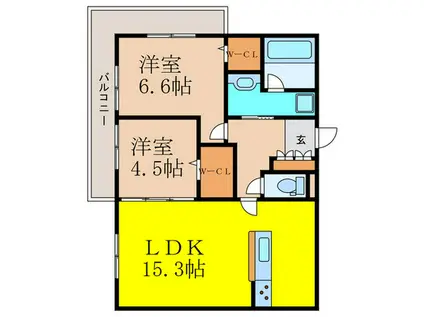 D-RESIDENCE南茨木II(2LDK/2階)の間取り写真