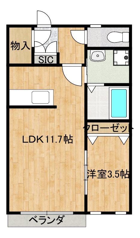 ビッグポット(1LDK/1階)の間取り写真