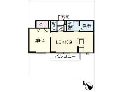 ルミエール杉(1LDK/2階)の間取り写真