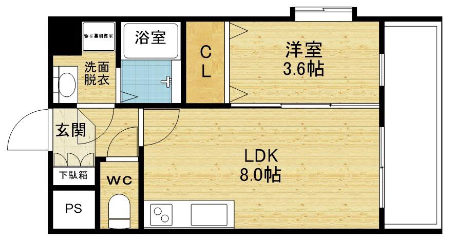 ベルヴェーレ新大阪(1LDK/4階)の間取り写真