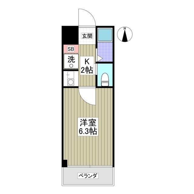 シャルマンフジ熊谷壱番館(1K/3階)の間取り写真