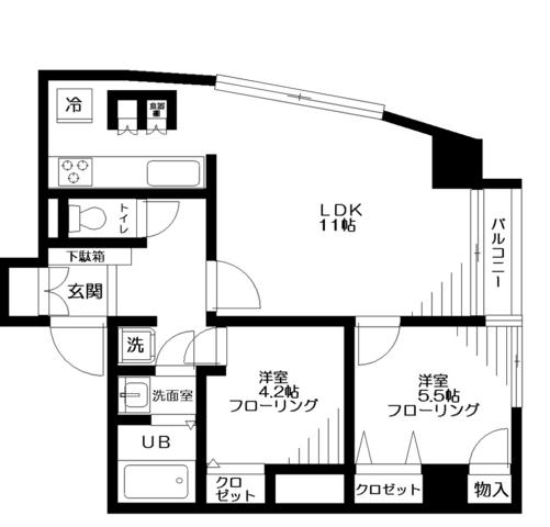 フォレストコート木場(2LDK/6階)の間取り写真