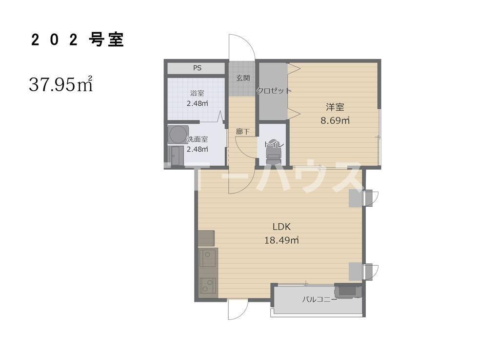 ラウレア本中山(1LDK/2階)の間取り写真