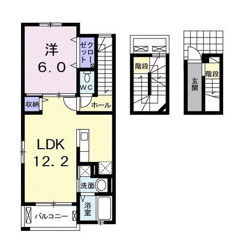 ラルーチェII(1LDK/3階)の間取り写真
