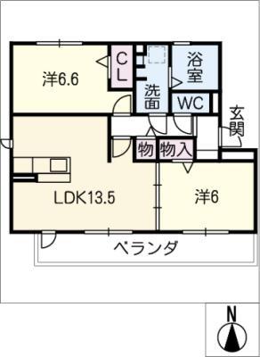RICHE(2LDK/2階)の間取り写真
