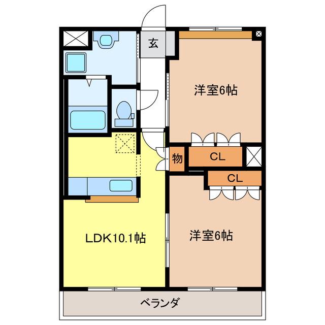 ふぁみーる A・B(2LDK/1階)の間取り写真