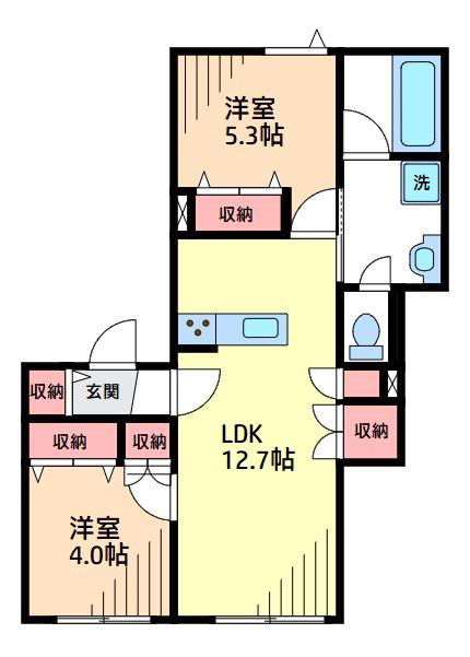 アジュガール成城南(2LDK/1階)の間取り写真