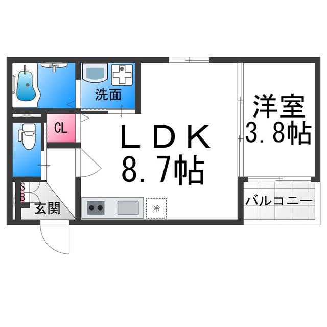 GRAND SUWA(1LDK/3階)の間取り写真