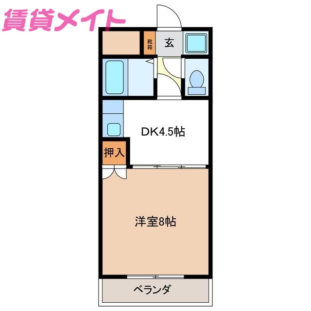 マンションアオヤマ1988(1DK/2階)の間取り写真