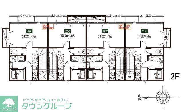 メルディア野田B(1K/2階)の間取り写真