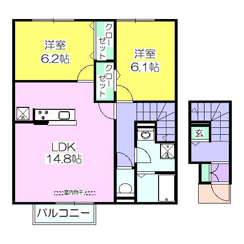 A-TAC GARDEN(2LDK/2階)の間取り写真