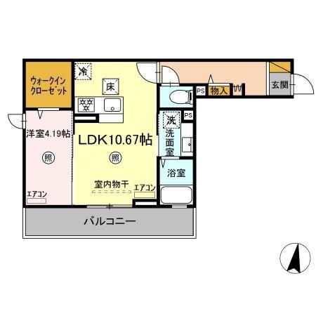 D-ROOM畑沢B(1LDK/1階)の間取り写真