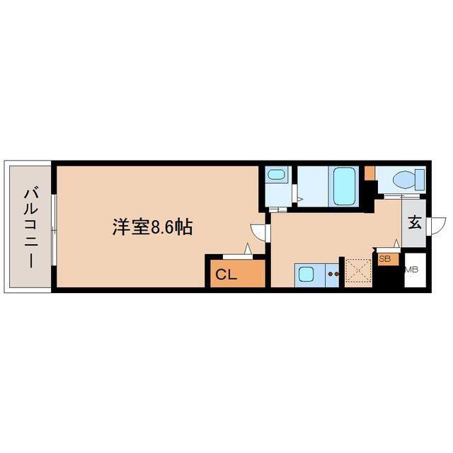 アスコット宮城野(1K/8階)の間取り写真