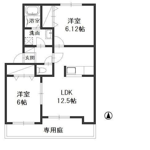 ルボア平喜B棟(2LDK/1階)の間取り写真