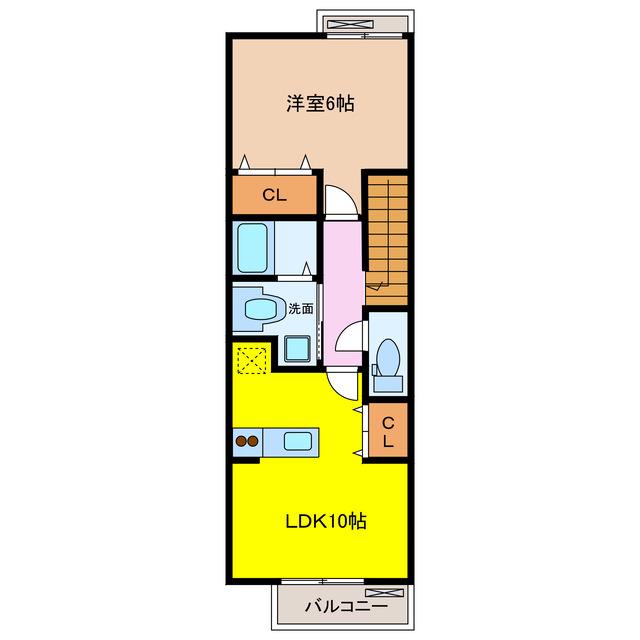 アバンダント(1LDK/2階)の間取り写真