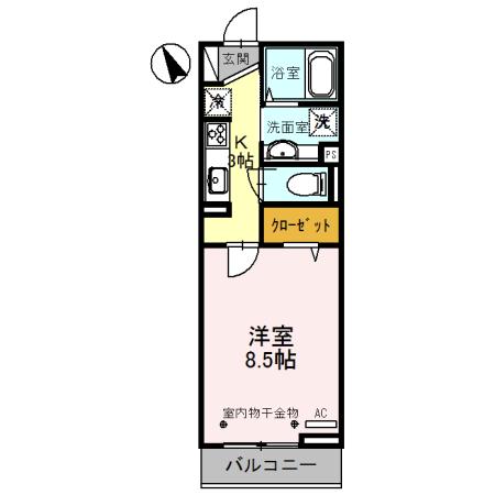 フォンティーヌ柴崎(1K/2階)の間取り写真