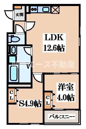 D PORTA MILD(1SLDK/1階)の間取り写真