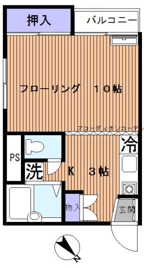 ピュアパレス(1K/2階)の間取り写真
