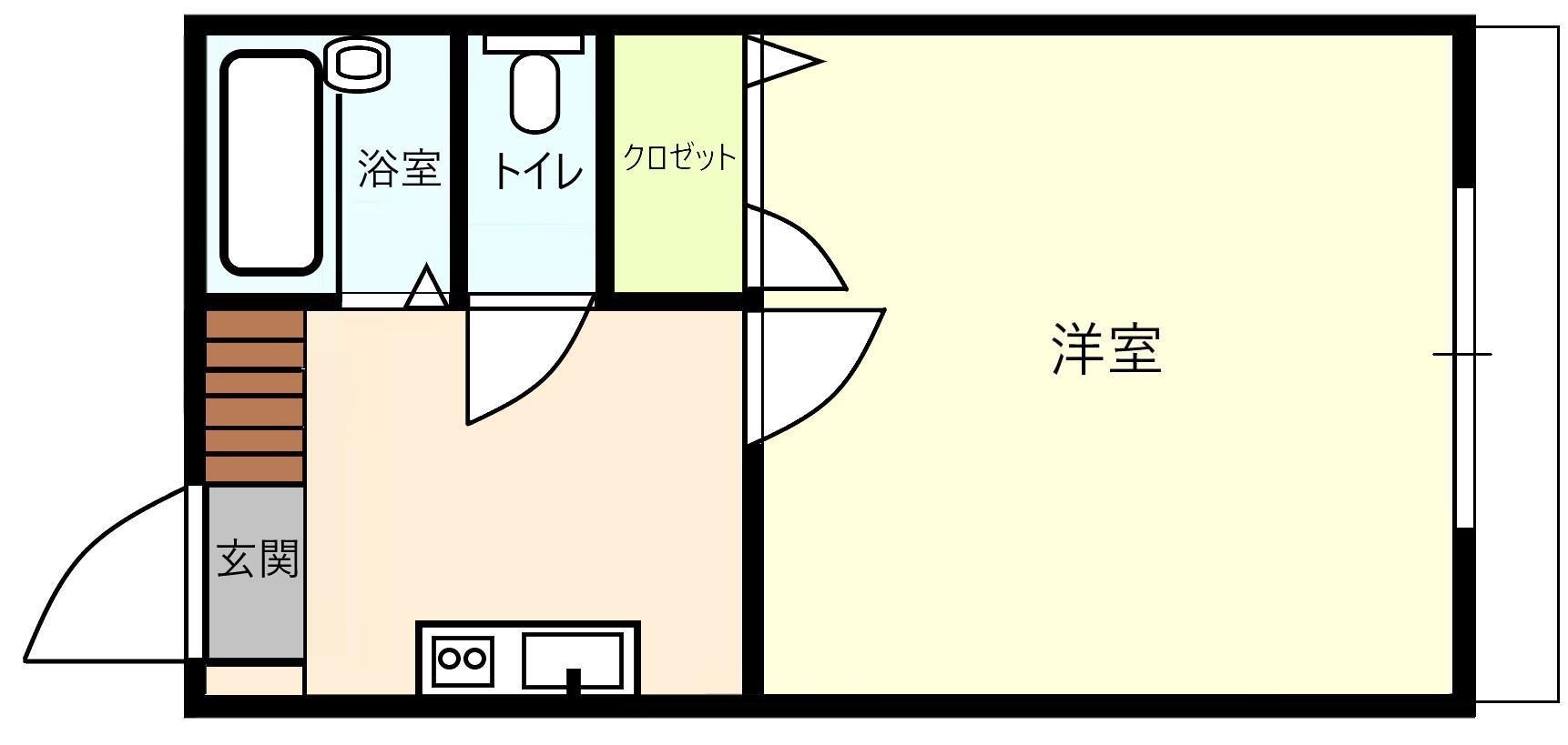 メープルコートうらら(1K/2階)の間取り写真