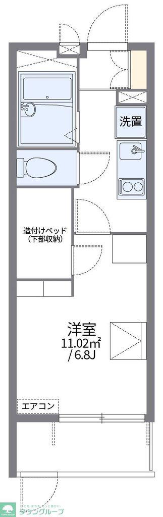 レオパレス谷中(1K/1階)の間取り写真