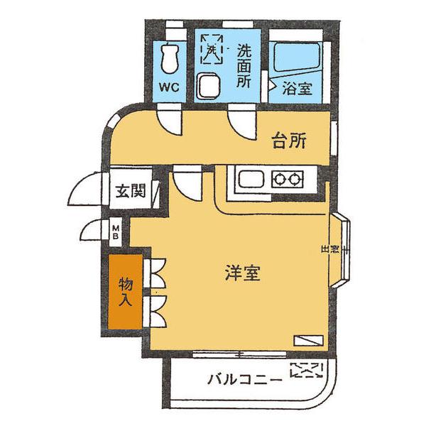 ブルージュ鈴鳳(1K/2階)の間取り写真