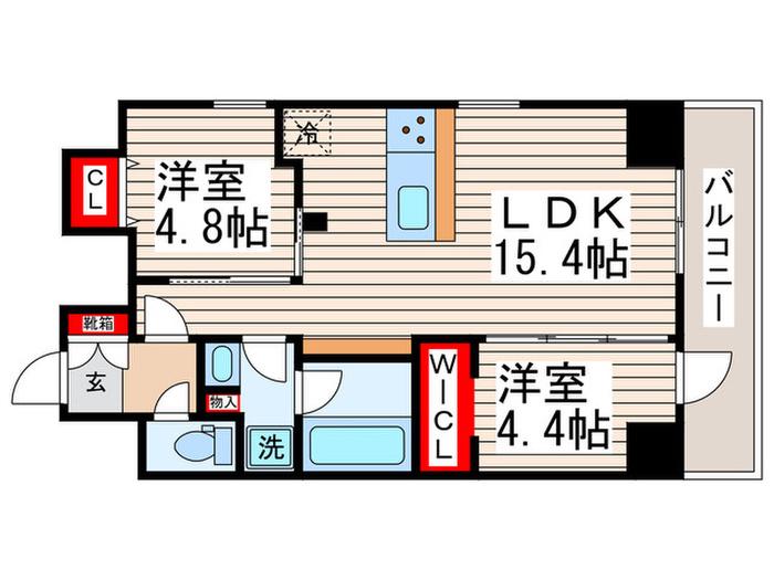 デュオフラッツ葛西(2LDK/8階)の間取り写真