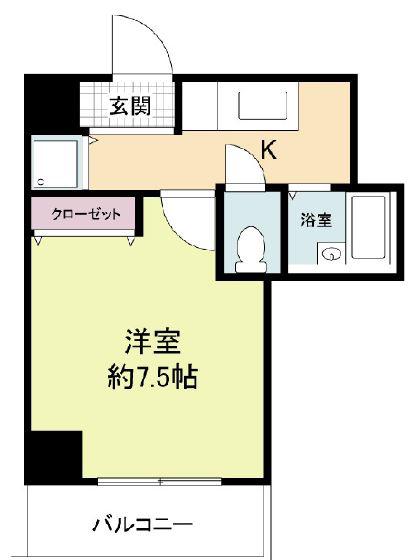 グラマシー心斎橋東(1K/4階)の間取り写真