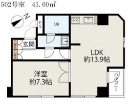 骨董通ビル(1LDK/4階)の間取り写真