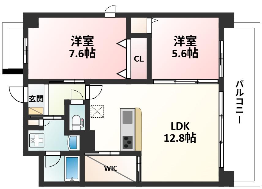 アルチコンテント新高(2LDK/8階)の間取り写真