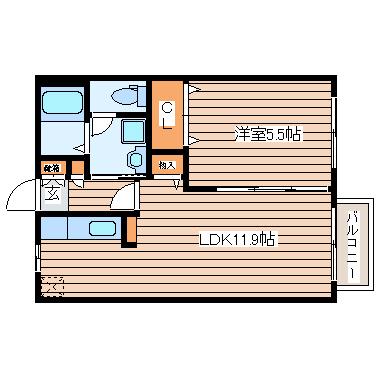 GAIA中山(1LDK/1階)の間取り写真