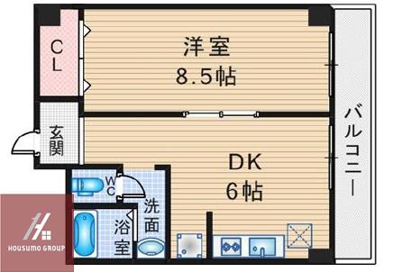 フェザー 豊中マンション(1DK/4階)の間取り写真