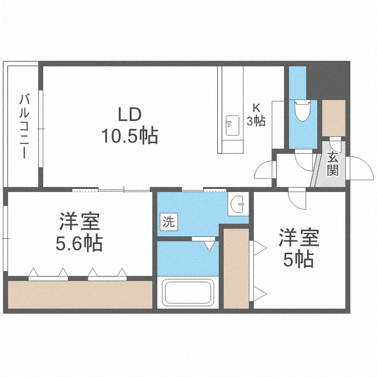 ATLANTIS HASSAMU(2LDK/4階)の間取り写真