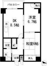 エスペランサ西杉(2DK/5階)の間取り写真