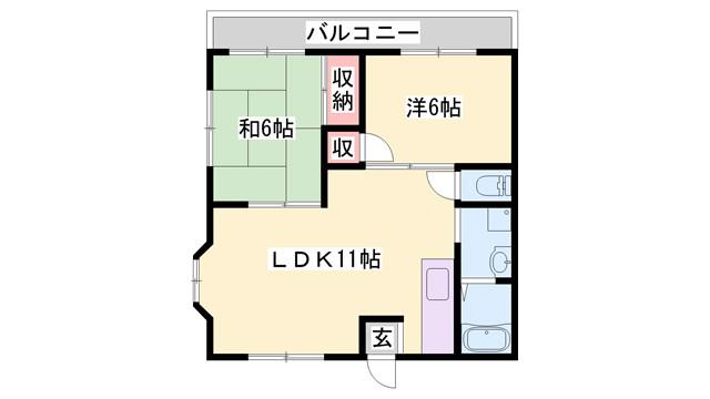 ドゥホーム魚住(2LDK/3階)の間取り写真